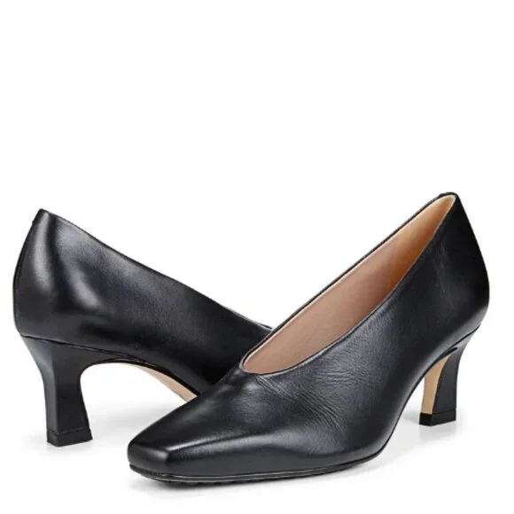 NATURALIZER SEDONA LEATHER SQUARE TOE PUMPS - Picture 4 of 10